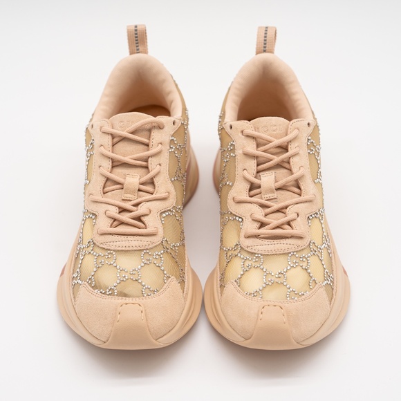 Size 40eu 10 US Gucci Run Sneakers GG Crystal Powder Pink Rose Blush Mesh - Picture 3 of 12